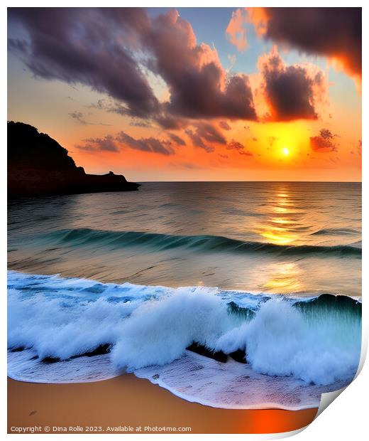 Tropical Ocean Sunset  Print by Dina Rolle