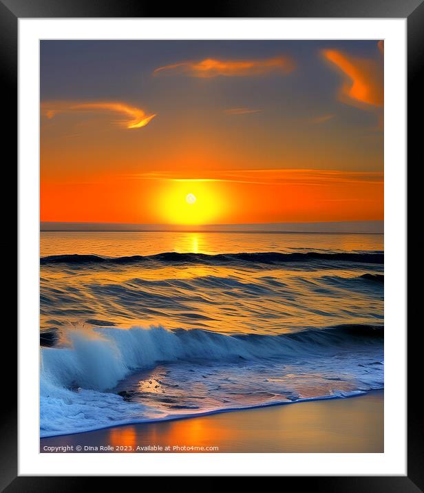 Tropical Paradise Sunset Framed Mounted Print by Dina Rolle