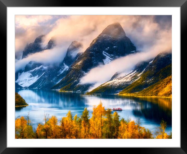Serenity of Norway's Fiords Framed Mounted Print by Roger Mechan