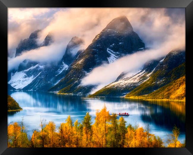 Serenity of Norway's Fiords Framed Print by Roger Mechan