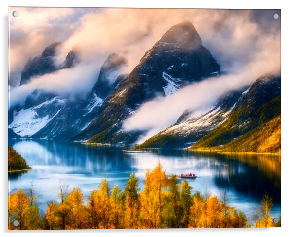 Serenity of Norway's Fiords Acrylic by Roger Mechan