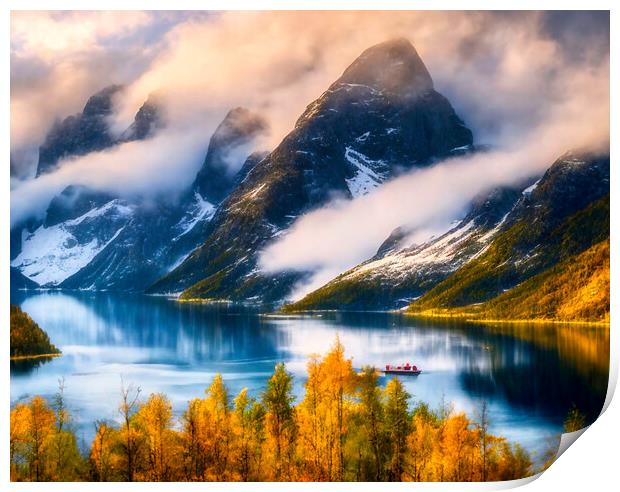 Serenity of Norway's Fiords Print by Roger Mechan