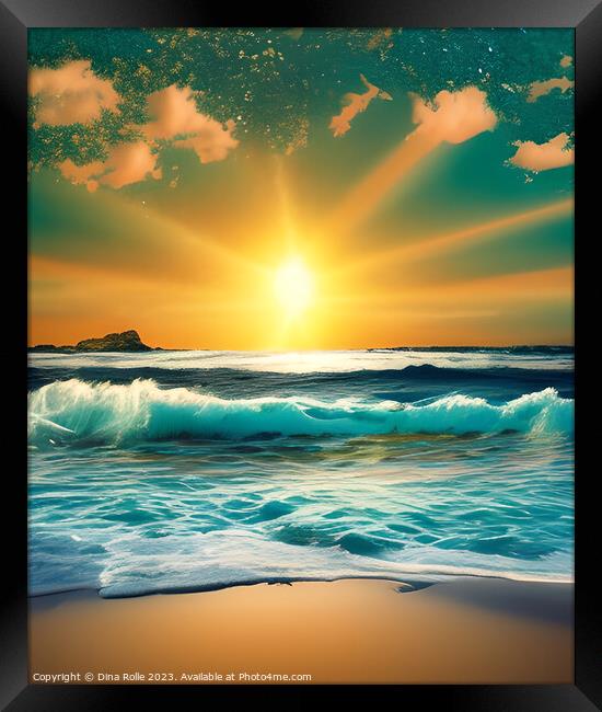 Ocean view Sunset Framed Print by Dina Rolle