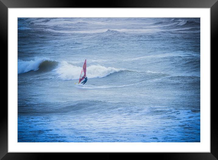 Conquering the Waves Framed Mounted Print by David Martin