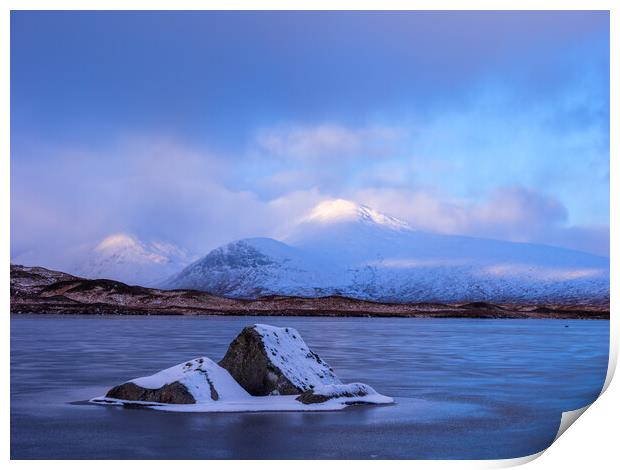 Lochan na h-Achlaise in winter Print by Tommy Dickson