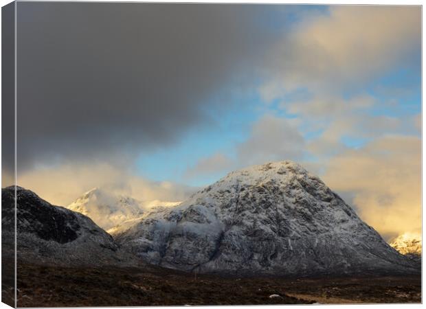 Buachaille Etive Mor just after sunrise. Canvas Print by Tommy Dickson