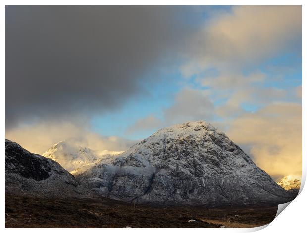 Buachaille Etive Mor just after sunrise. Print by Tommy Dickson