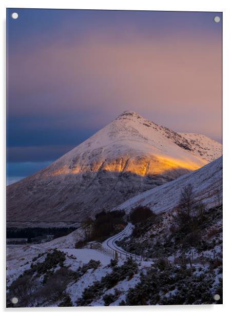 Beinn Dorain in beautiful morning light. Acrylic by Tommy Dickson