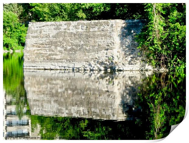 Reflections of an old bridge Print by Stephanie Moore