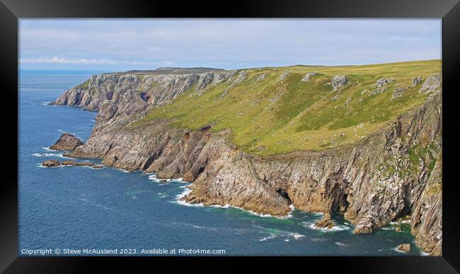 Rugged Beauty of Lundy's Western Coast Framed Print by Stephen Thomas Photography 