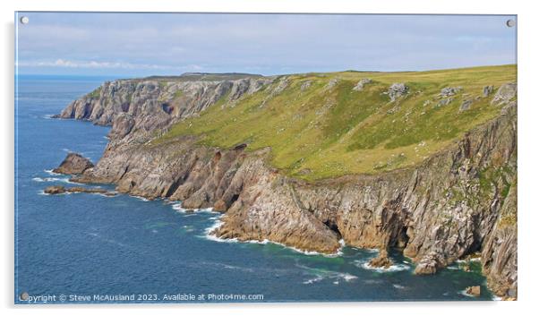 Rugged Beauty of Lundy's Western Coast Acrylic by Stephen Thomas Photography 