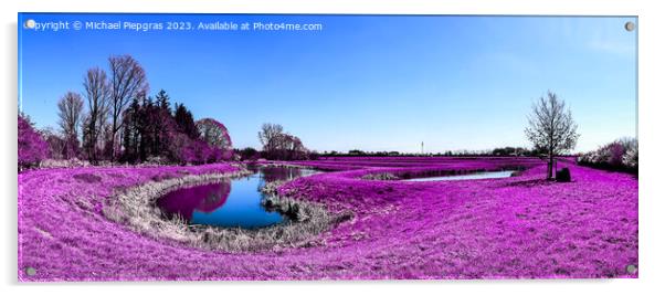 Colorful fantasy landscape in an asian purple infrared photo sty Acrylic by Michael Piepgras