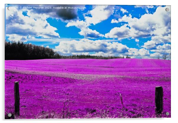 Colorful fantasy landscape in an asian purple infrared photo sty Acrylic by Michael Piepgras