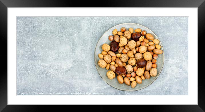Mixed nuts, space for text Framed Mounted Print by Mykola Lunov Mykola