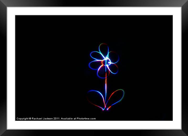 Rainbow Neon Flower Framed Mounted Print by Rachael Hood