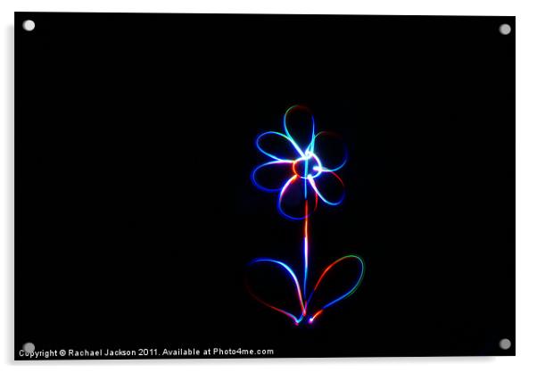 Rainbow Neon Flower Acrylic by Rachael Hood