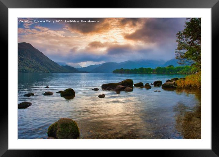 Ullswater Sunset, Lake District, England Framed Mounted Print by Navin Mistry