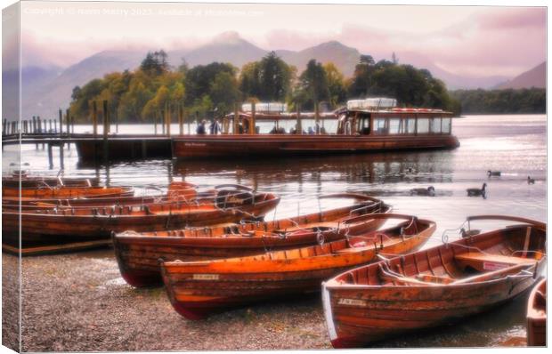 Rowing Boats on Derwent Water Canvas Print by Navin Mistry