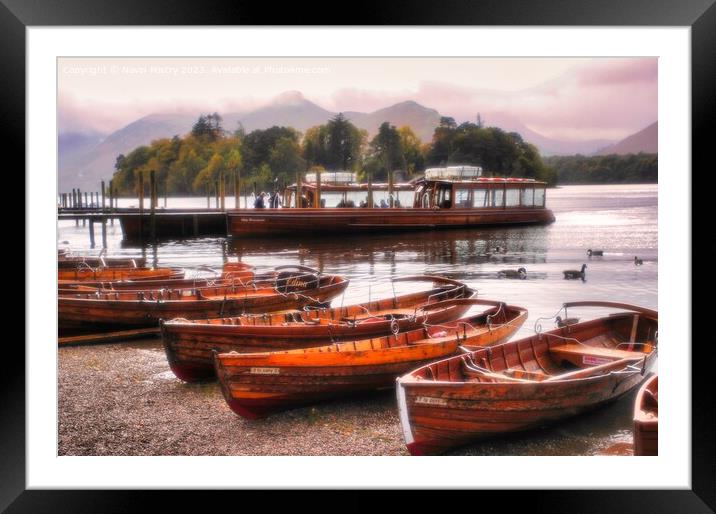 Rowing Boats on Derwent Water Framed Mounted Print by Navin Mistry