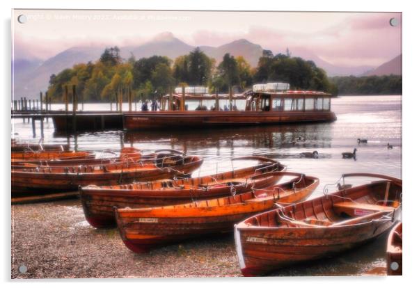 Rowing Boats on Derwent Water Acrylic by Navin Mistry
