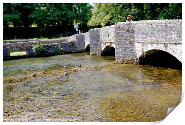 Sheepwash bridge, Ashford in the water Derbyshire Print by john hill