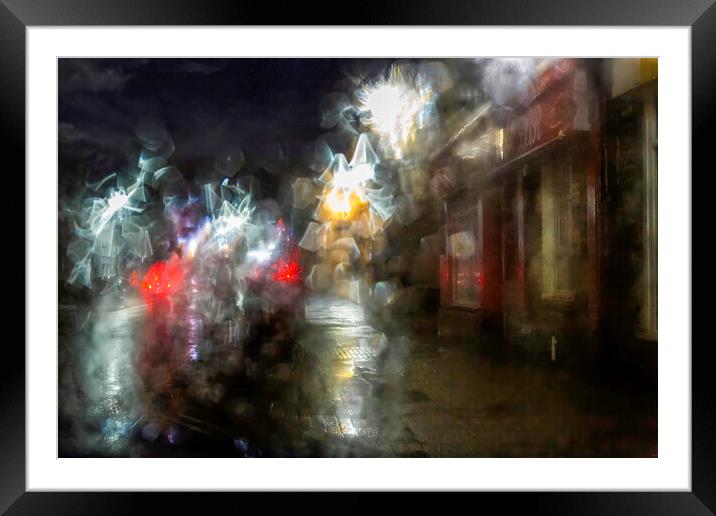 Street lighting in the rain Framed Mounted Print by Leighton Collins