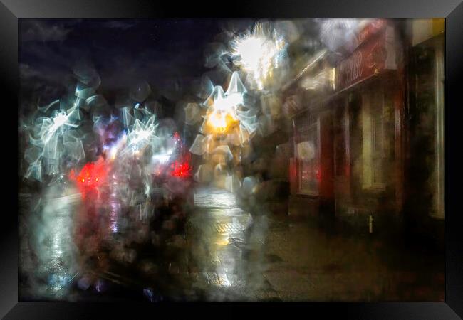 Street lighting in the rain Framed Print by Leighton Collins