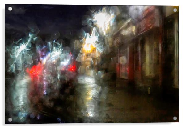 Street lighting in the rain Acrylic by Leighton Collins