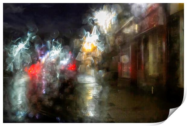 Street lighting in the rain Print by Leighton Collins