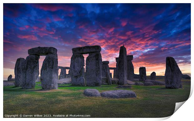 Stonehenge Salisbury Wiltshire Print by Darren Wilkes