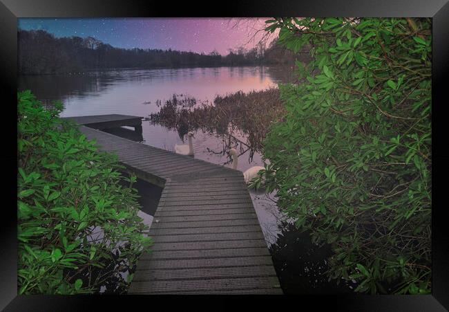 A night on the lake Framed Print by simon cowan