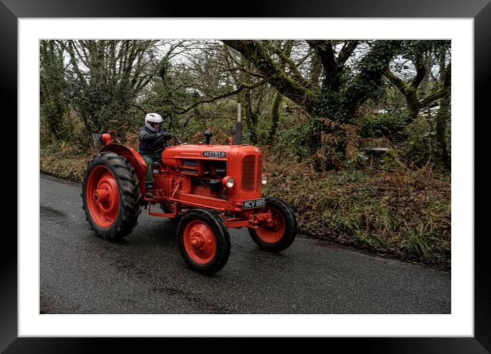 Nuffield tractor racing red Framed Mounted Print by kathy white