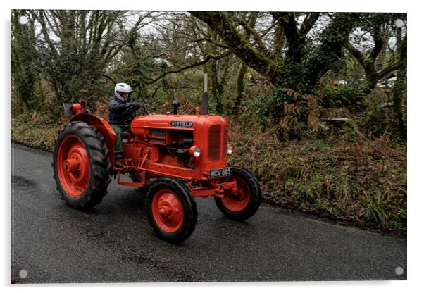 Nuffield tractor racing red Acrylic by kathy white