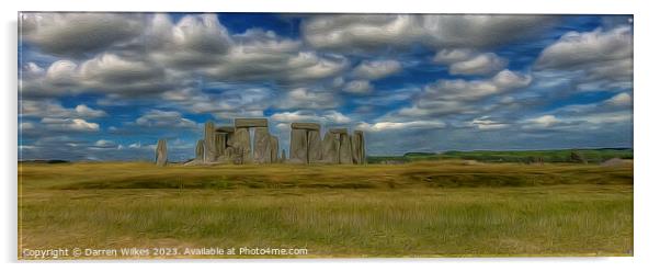 Stonehenge  Wiltshire Oil Style Painting Acrylic by Darren Wilkes