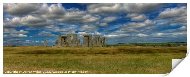 Stonehenge  Wiltshire Oil Style Painting Print by Darren Wilkes