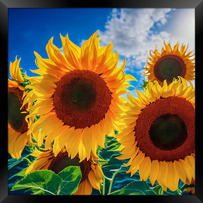 Sunflowers: A Bounty of Yellow Framed Print by Roger Mechan