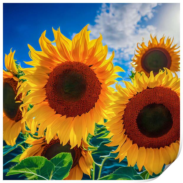 Sunflowers: A Bounty of Yellow Print by Roger Mechan