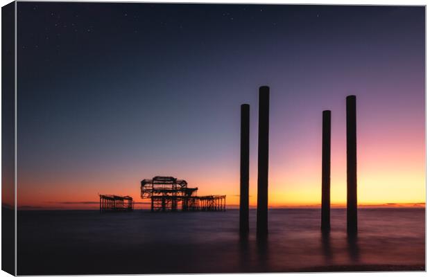 Brighton West Pier, Sundown Canvas Print by Mark Jones