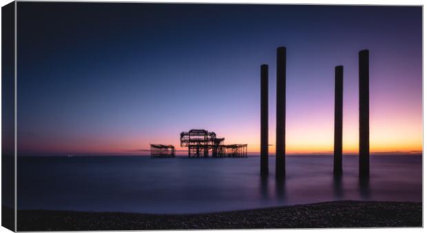 Brighton West Pier, Sunset, Panorama Canvas Print by Mark Jones