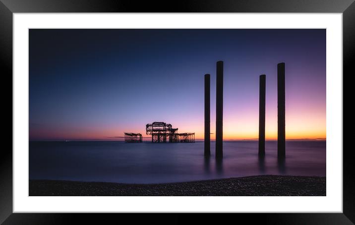 Brighton West Pier, Sunset, Panorama Framed Mounted Print by Mark Jones
