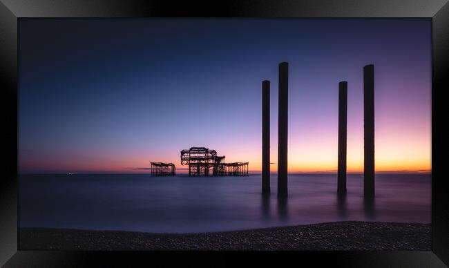 Brighton West Pier, Sunset, Panorama Framed Print by Mark Jones