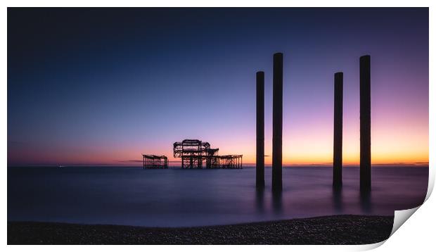 Brighton West Pier, Sunset, Panorama Print by Mark Jones