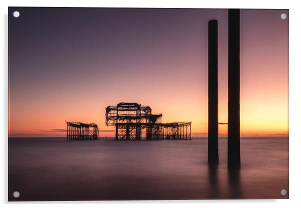 Brighton West Pier, Sunset Acrylic by Mark Jones