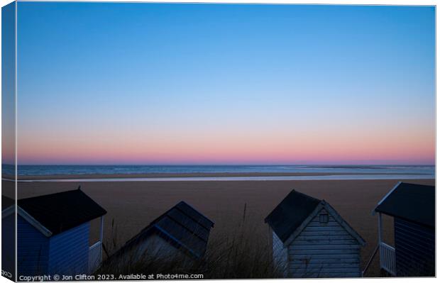 Beach Huts at Daybreak - Wells next the Sea Canvas Print by Jon Clifton