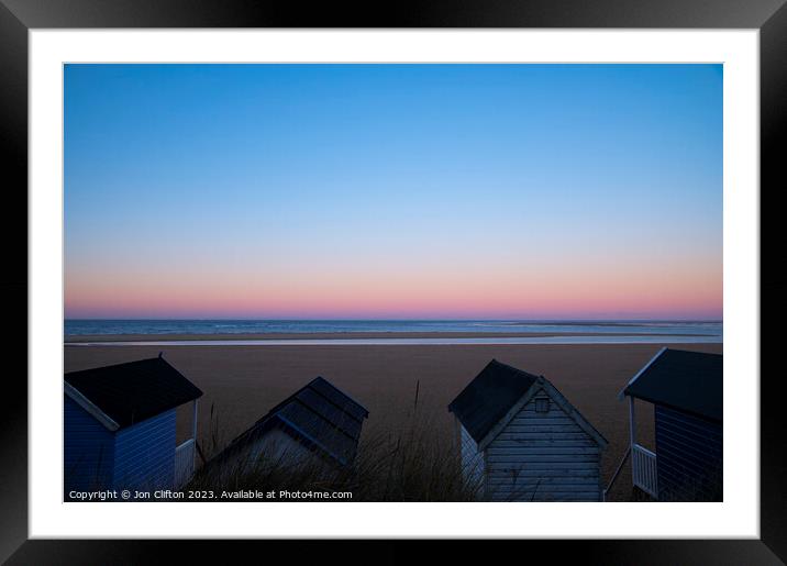 Beach Huts at Daybreak - Wells next the Sea Framed Mounted Print by Jon Clifton
