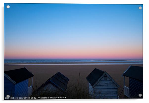Beach Huts at Daybreak - Wells next the Sea Acrylic by Jon Clifton