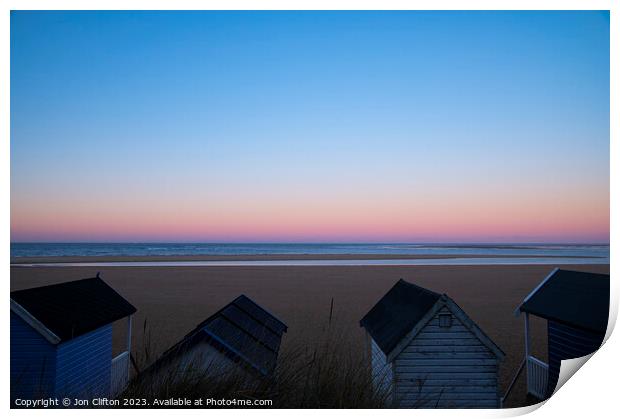 Beach Huts at Daybreak - Wells next the Sea Print by Jon Clifton