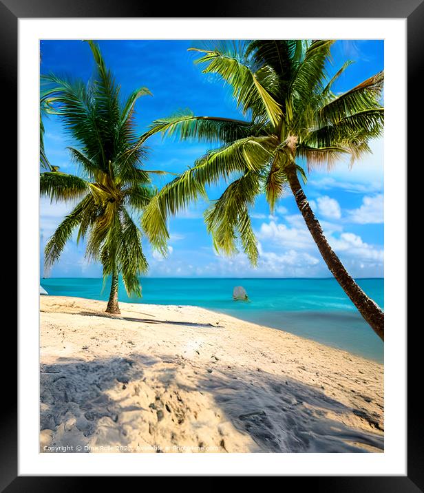 Caribbean Beach Graphic Framed Mounted Print by Dina Rolle