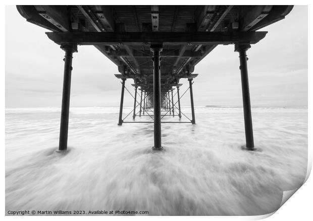 Under the pier at Saltburn by the sea in North Yor Print by Martin Williams