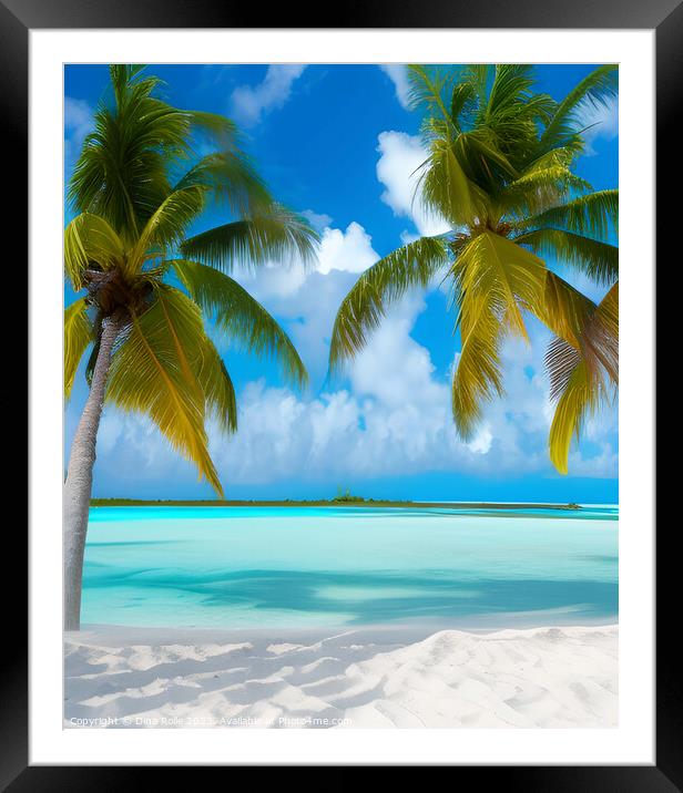 Palm Trees on a Sandy Beach in the Bahamas Framed Mounted Print by Dina Rolle